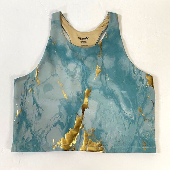 Old Navy Active Gold Paint Tank Top XL Multicolor Built In Bra Powersoft Go Dry - Picture 2 of 12